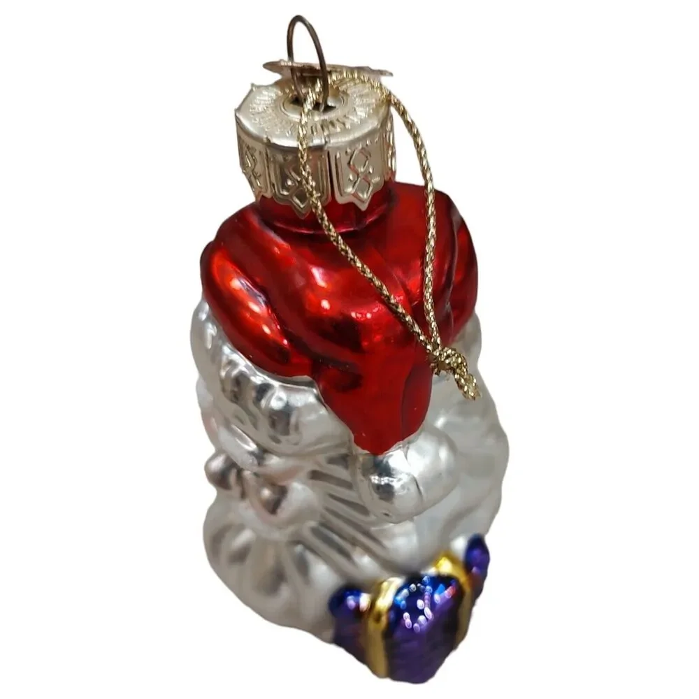 Jolly Santa Claus Bearded Presents Christmas Ornament Blown Glass Thomas Pacconi